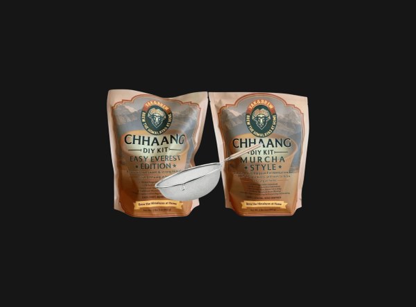 Chhaang DIY Kit pouches in both editions with the brewing strainer