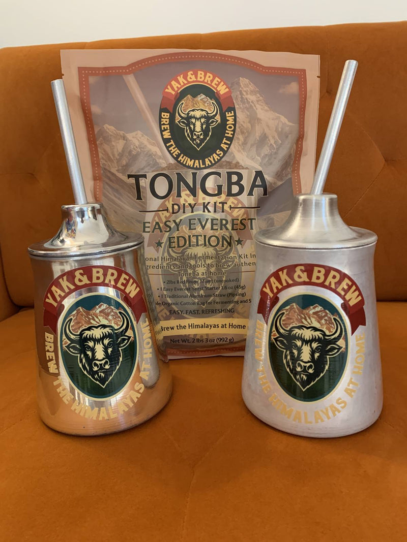Tongba DIY Kit with 1000 ml Tongba vessels, Local Edition and My Precious polished Edition, with Pipsing straws
