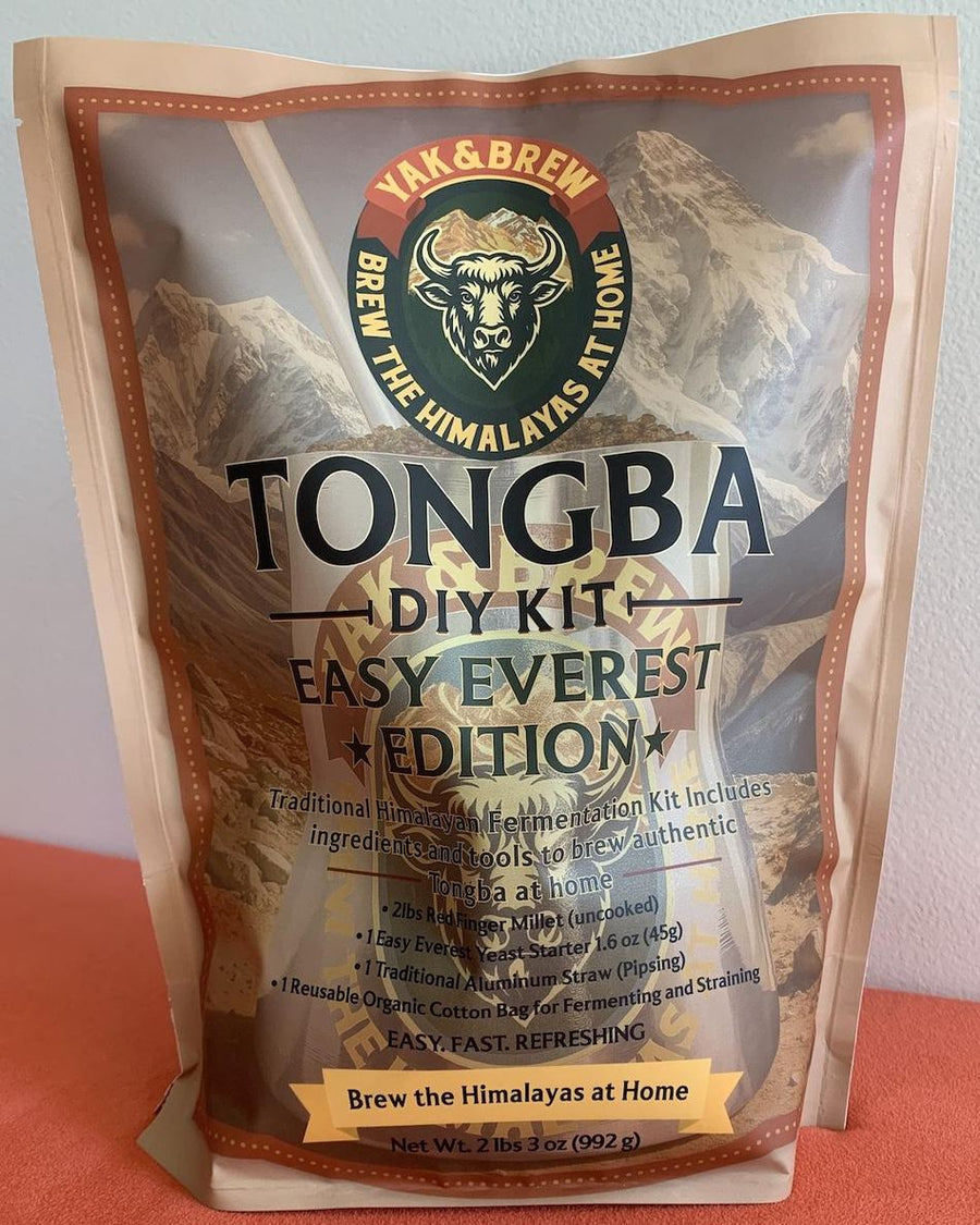 Tongba DIY Kit pouch, Easy Everest Edition, on a table at home