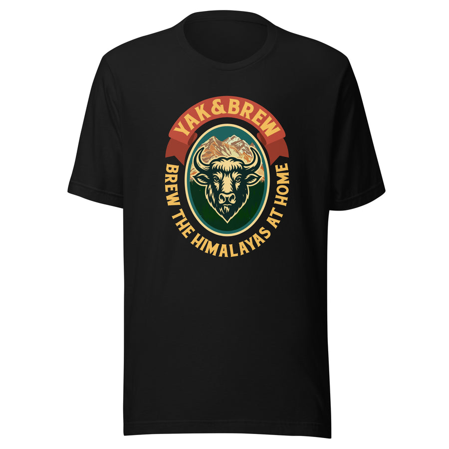 Yak&Brew Badge T-Shirt in Black, front view
