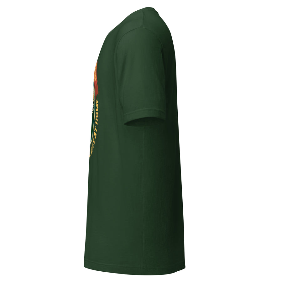Yak&Brew Badge T-Shirt in Forest, side view